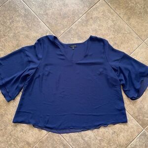 EUC- Lane Bryant V-Neck Navy Blouse